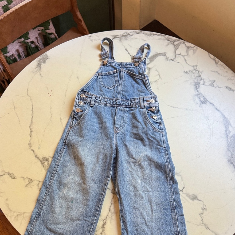 Zara kids Blue Denim Overalls size 8